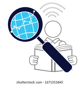Education search  concept on white background. Creative idea design. Flat vector illustration for template, brochure or presentation.