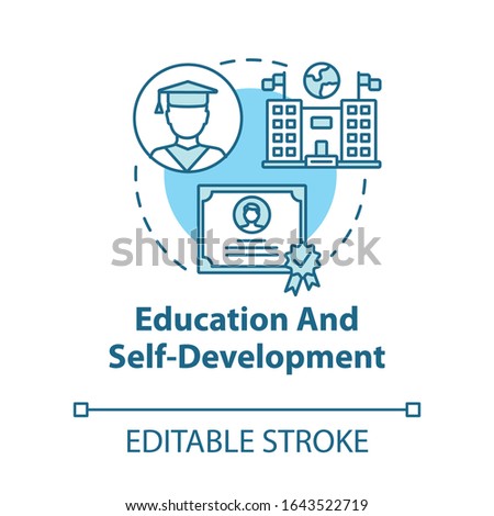 Education and self-development concept icon. Gain knowledge. Improvement opportunity. Academic studies idea thin line illustration. Vector isolated outline RGB color drawing. Editable stroke