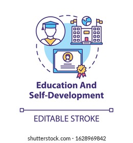 Education and self-development concept icon. Improvement opportunity. Motivation. Academic studies idea thin line illustration. Vector isolated outline RGB color drawing. Editable stroke