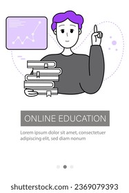 Education and self-development. The concept of trainings, seminars, online courses. Modern design template for websites, apps, booklets, flyers. Vector illustration.