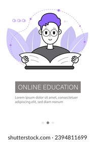 Education and self-development. The concept of trainings, seminars, online courses. Modern design template for websites, apps, booklets, flyers. Vector illustration.