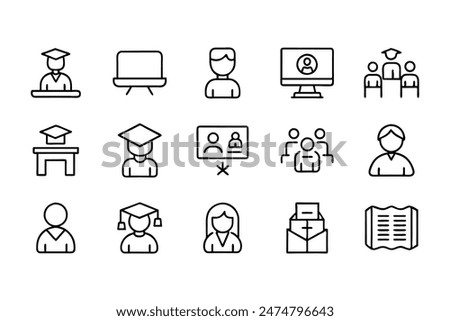 Education, seminar, online learning, webinar editable stroke outline
