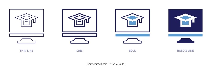 Education seminars icon in 4 different styles. Thin Line, Line, Bold, and Bold Line. Duotone style. Editable stroke.