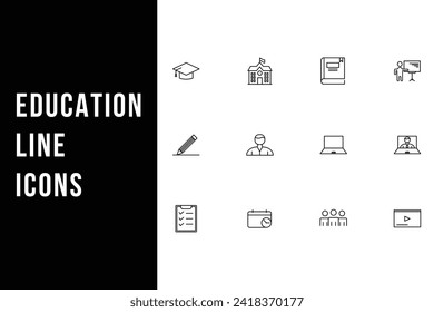 Education set collection of web icons in line