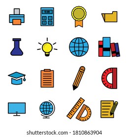 Education set flat icon. Design template vector