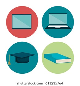 education set flat icons
