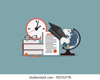 education set flat icons.