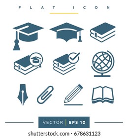 Education Set Icon Logo Template Illustration Design. Vector EPS 10.