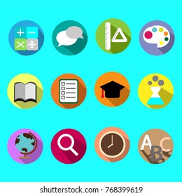 Education set icon for study and learning. Vector illustration.