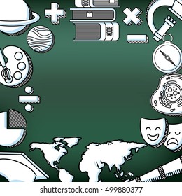 education set line icons vector illustration design