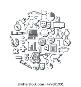 education set line icons vector illustration design