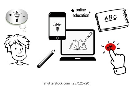 Education set. On line education start.