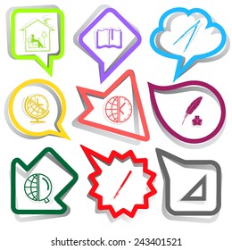 Education set. Paper stickers. Vector illustration.