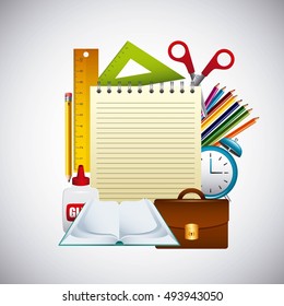 education set supplies icons vector illustration design