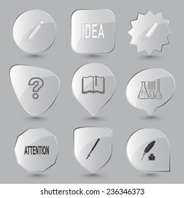 Conjunto de educación. Botones de vidrio vectorial.