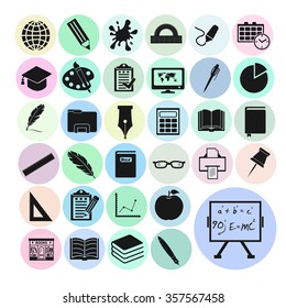 Education set vector icons