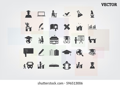 Education set vector icons.
