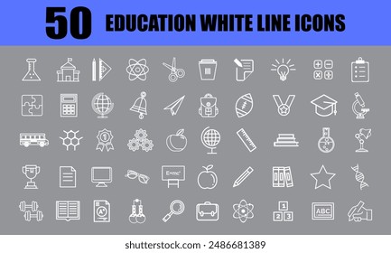 Education set of web icons in line style. Learning icons for web and mobile app. video tutorial, knowledge, study, school, university, webinar, online education. white line icons.