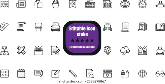 Education set of web icons in line style. Learning icons for web and mobile app