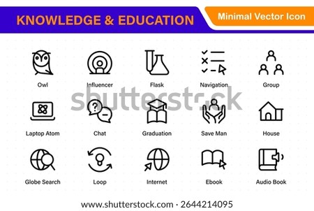 Education set of web icons in line style. Learning icons for web and mobile app. E-learning, video tutorial, knowledge, study, school, university, webinar, online education.