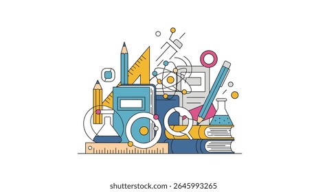 An Education Setup Illustration in the White Background Scene