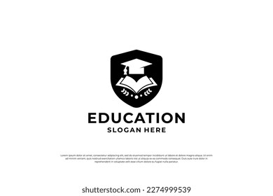 Education shield combination logo design.