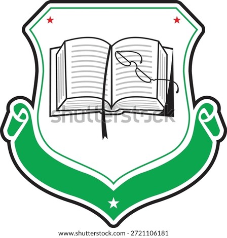 Education shield symbol design wisdom knowledge literacy school university logo.
