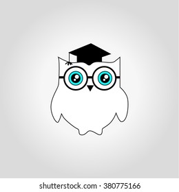 Education sign. Vector owl with a hat and glasses