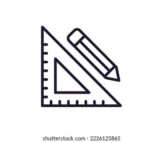 Education sign. Vector symbol drawn in trendy line style. Perfect for mobile apps, online shops, stores, adverts, UI. Editable stroke. Line icon of liner and pencil 