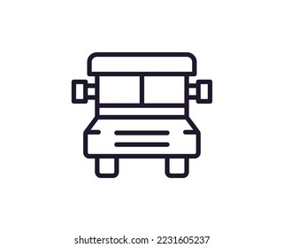 Education sign. Vector symbol drawn in trendy line style. Perfect for mobile apps, online shops, stores, adverts, UI. Editable stroke. Line icon of school bus 