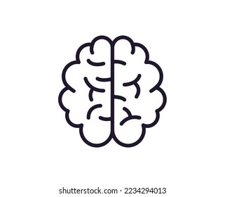 Education sign. Vector symbol drawn in trendy line style. Perfect for mobile apps, online shops, stores, adverts, UI. Editable stroke. Line icon of brain  
