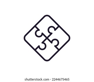 Education sign. Vector symbol drawn in trendy line style. Perfect for mobile apps, online shops, stores, adverts, UI. Editable stroke. Line icon of puzzle