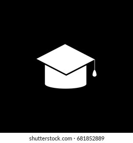 education sign. white icon on black background
