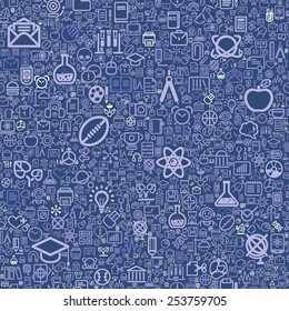 education signs and icons, seamless vector background