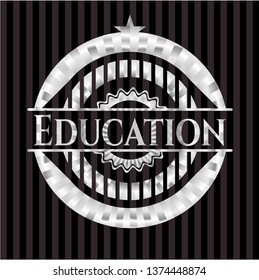 Education silver badge or emblem