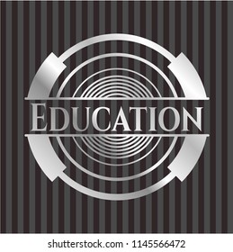 Education silvery badge or emblem