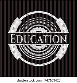 Education silvery emblem or badge