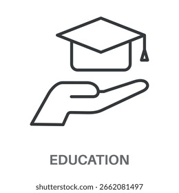 Icono de diseño de contorno de estilo simple de Educación