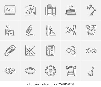 Education Sketch Icon Set For Web, Mobile And Infographics. Hand Drawn Education Icon Set. Education Vector Icon Set. Education Icon Set Isolated On White Background.