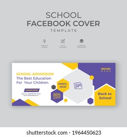 Education social banner design. School admission timeline cover template
