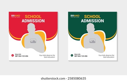 education social media post design, Education social media post design template, School social media post ideas for students, School education admission social media post or web banner template