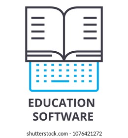 education software thin line icon, sign, symbol, illustation, linear concept, vector 