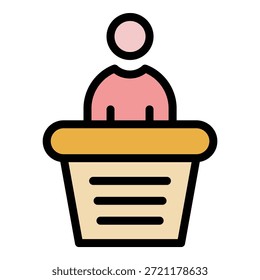 Icono de altavoz de Educación. Icono del Vector del altavoz de la Educación del contorno para el Diseño web aislado en el color de fondo blanco plano