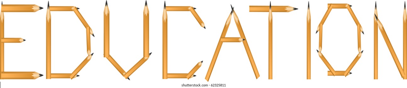 "Education" spelled out in pencils illustration vector