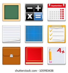 Education square icons, vector eps10 illustration