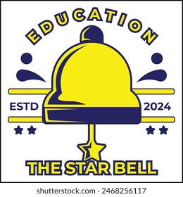 education the star bell illustration vector design with bells and stars in yellow and blue colors in a simple style. suitable for logos, icons, posters, advertisements, banners, companies, t-shirt,web