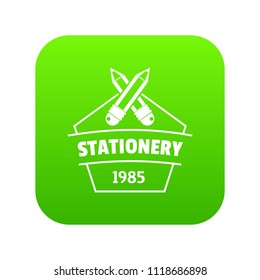 Education stationery icon green vector isolated on white background