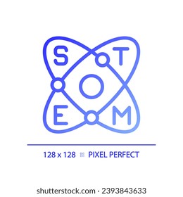 Education and STEM pixel perfect gradient linear vector icon. Science technology teaching students. Innovative courses. Thin line color symbol. Modern style pictogram. Vector isolated outline drawing
