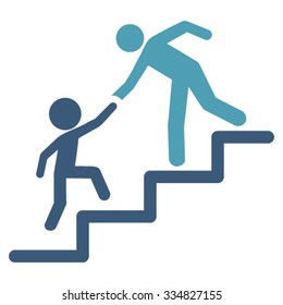 Education Steps vector icon. Style is bicolor flat symbol, cyan and blue colors, rounded angles, white background.