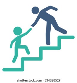 Education Steps vector icon. Style is bicolor flat symbol, cobalt and cyan colors, rounded angles, white background.